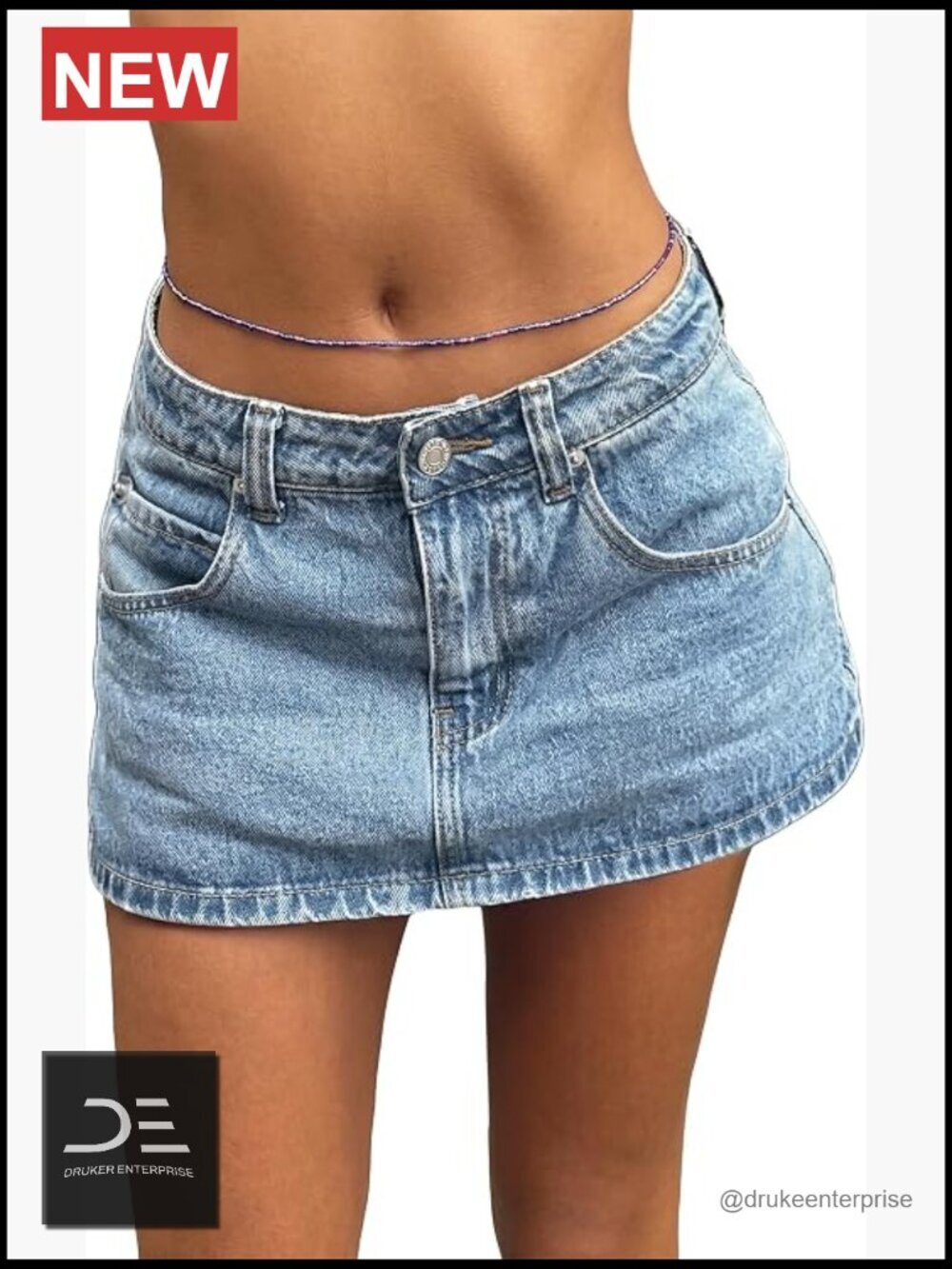 Y2K Low Rise Denim Mini Skort with Undershorts